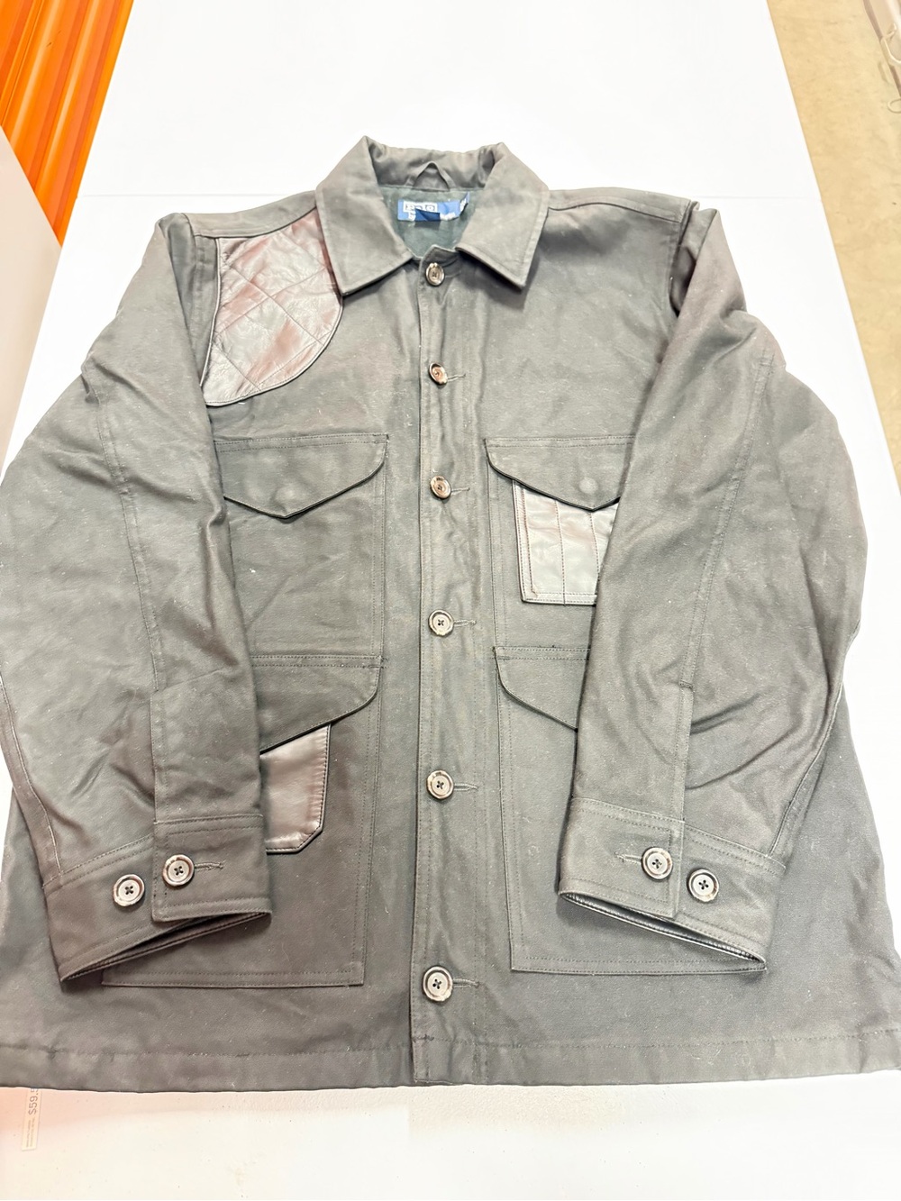 Polo Ralph Lauren Safari Hunting Field Jacket Leather Trim Black Men’s M